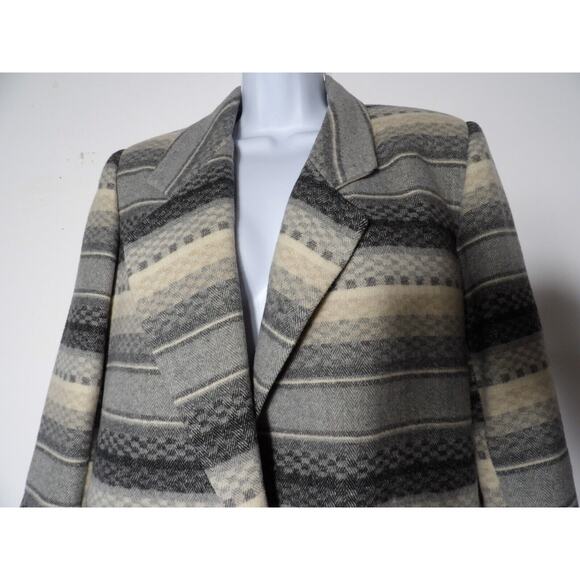 Braeton Small Wool Blazer Jacket Aztec Southwestern Gray Wool Office Career 90s - Picture 16 of 16